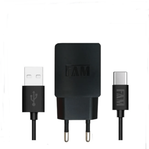 KIT CARREGADOR COM CABO TIPO C 2 USB 2.4A FKT-225C