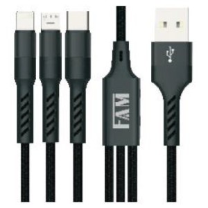 CABO 3 PONTAS IPHONE/V8/TPC 1.2M FCA-1303