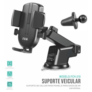 SUPORTE VEICULAR FCH-218 COM VENTOSA E ADAPTADOR PARA SAÍDA DE AR