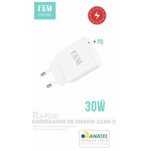 TOMADA USB SAIDA TIPO C 30W FCA-PD30 ANATEL