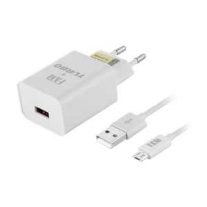 KIT CARREGADOR V8 1 USB 3A FKT-Q1812 TURBO