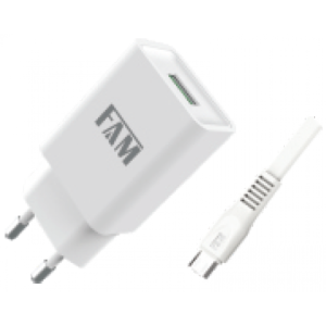 KIT CARREGADOR COM CABO V8 1 USB 2.1A FKT-1208