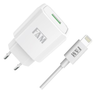 CARREGADOR COM CABO IPHONE 1 USB 2.1A FKT-1105 ANATEL