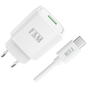 CARREGADOR COM CABO TIPO C 1 USB 2.1A FKT-110C